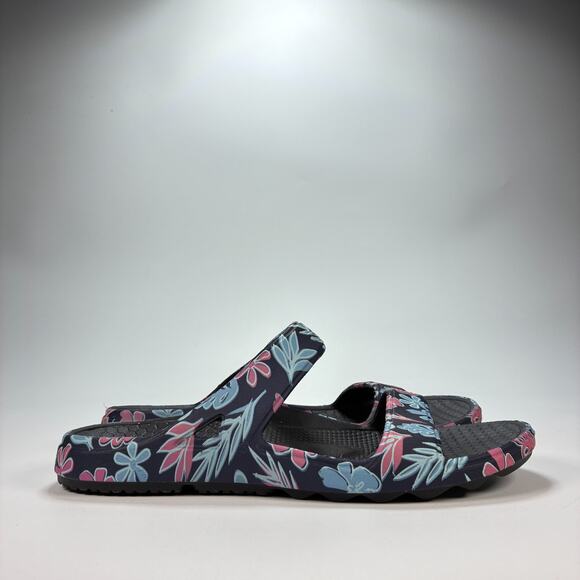 Spenco Fusion Slim Black Tropical Slide Slip On Comfort Sandals Women's Size 8 - Picture 1 of 8